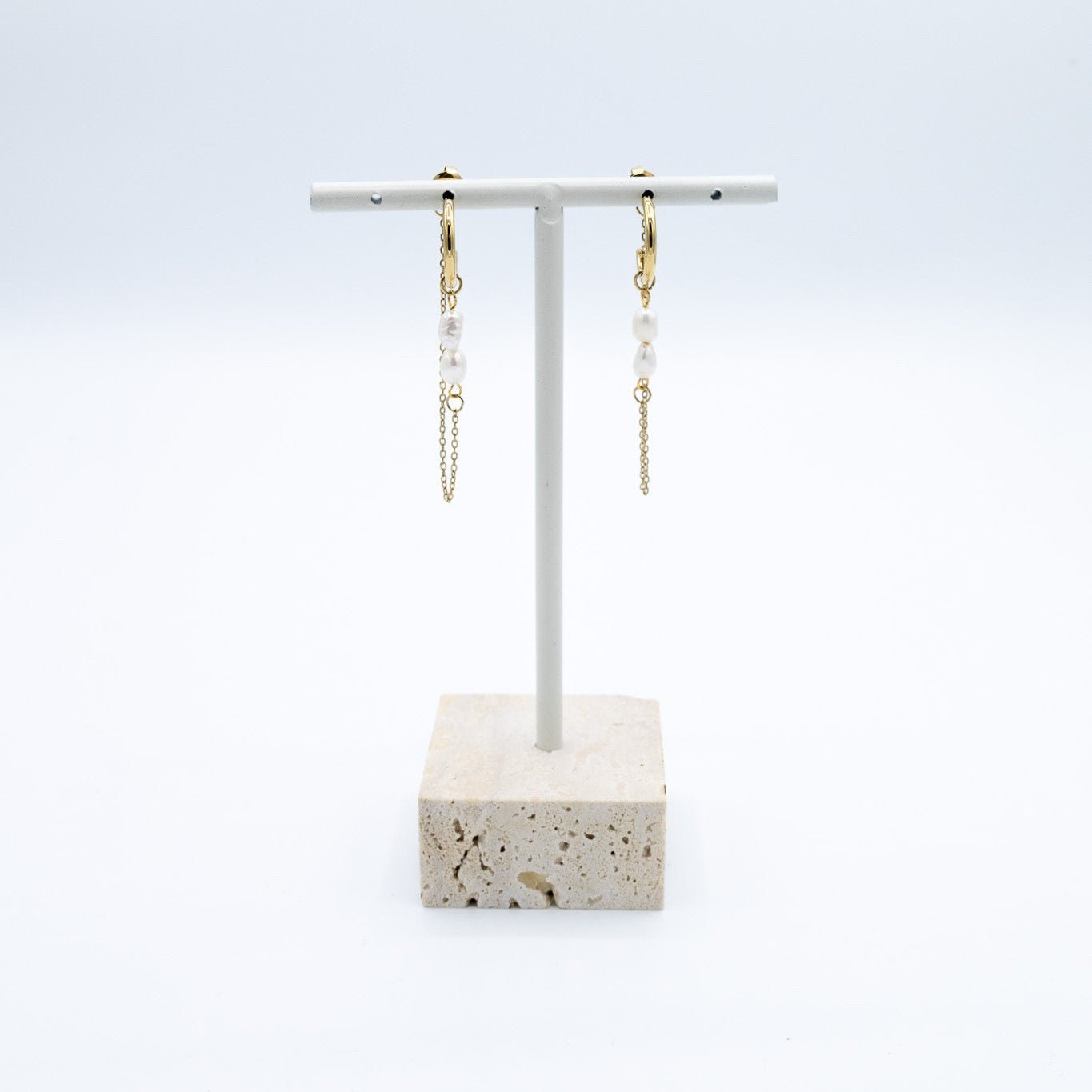 Pearl Drop Chain Earrings - Lunéah