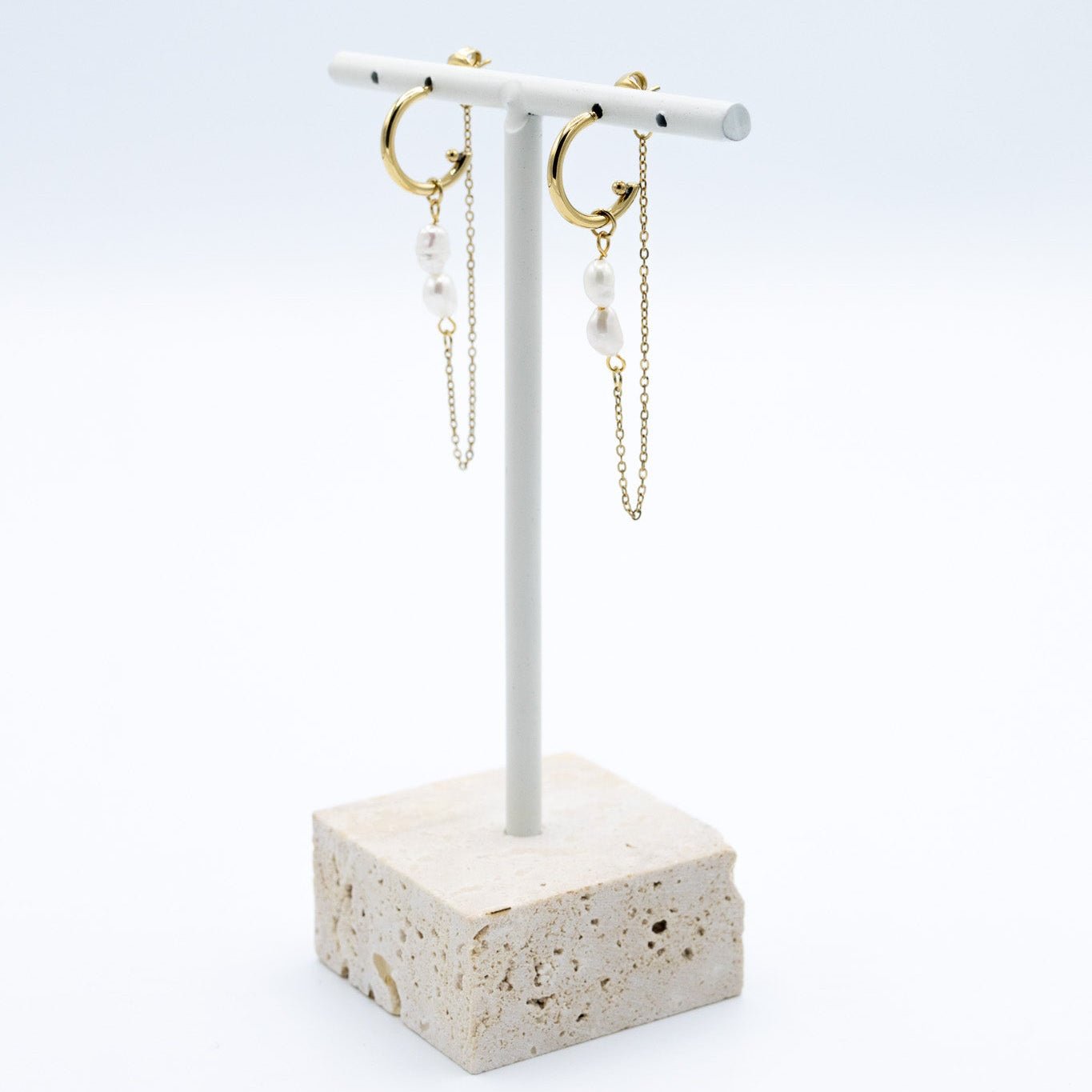 Pearl Drop Chain Earrings - Lunéah
